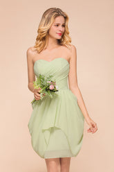 Chic Chiffon Sweetheart Short Bridesmaid Dresses with Ruffle-Babyonlines