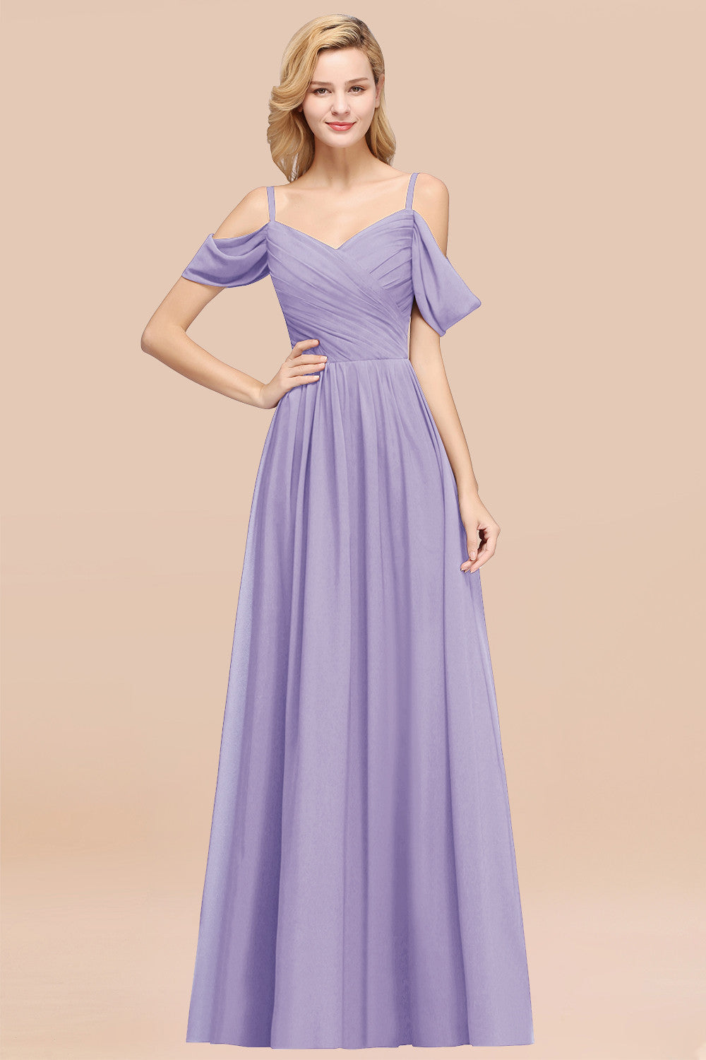 Chic Off-the-shoulder Burgundy Bridesmaid Dress with Spaghetti Straps-Babyonlines