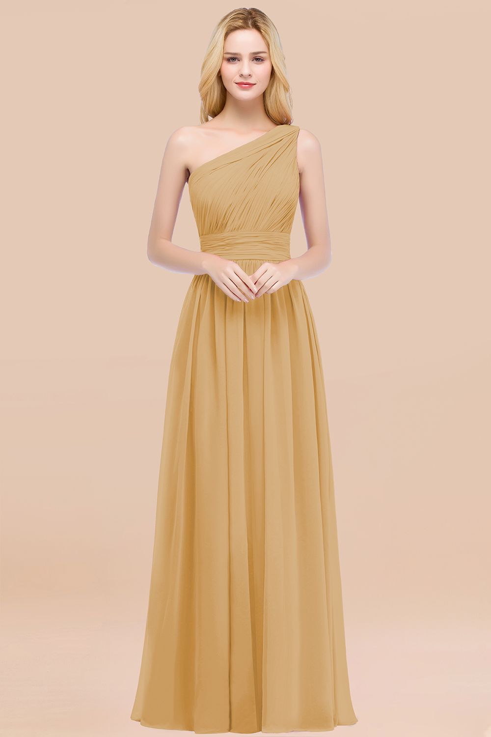 Chic One-shoulder Sleeveless Burgundy Chiffon Bridesmaid Dresses Online-Babyonlines