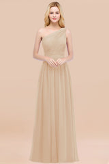 Chic One-shoulder Sleeveless Burgundy Chiffon Bridesmaid Dresses Online-Babyonlines