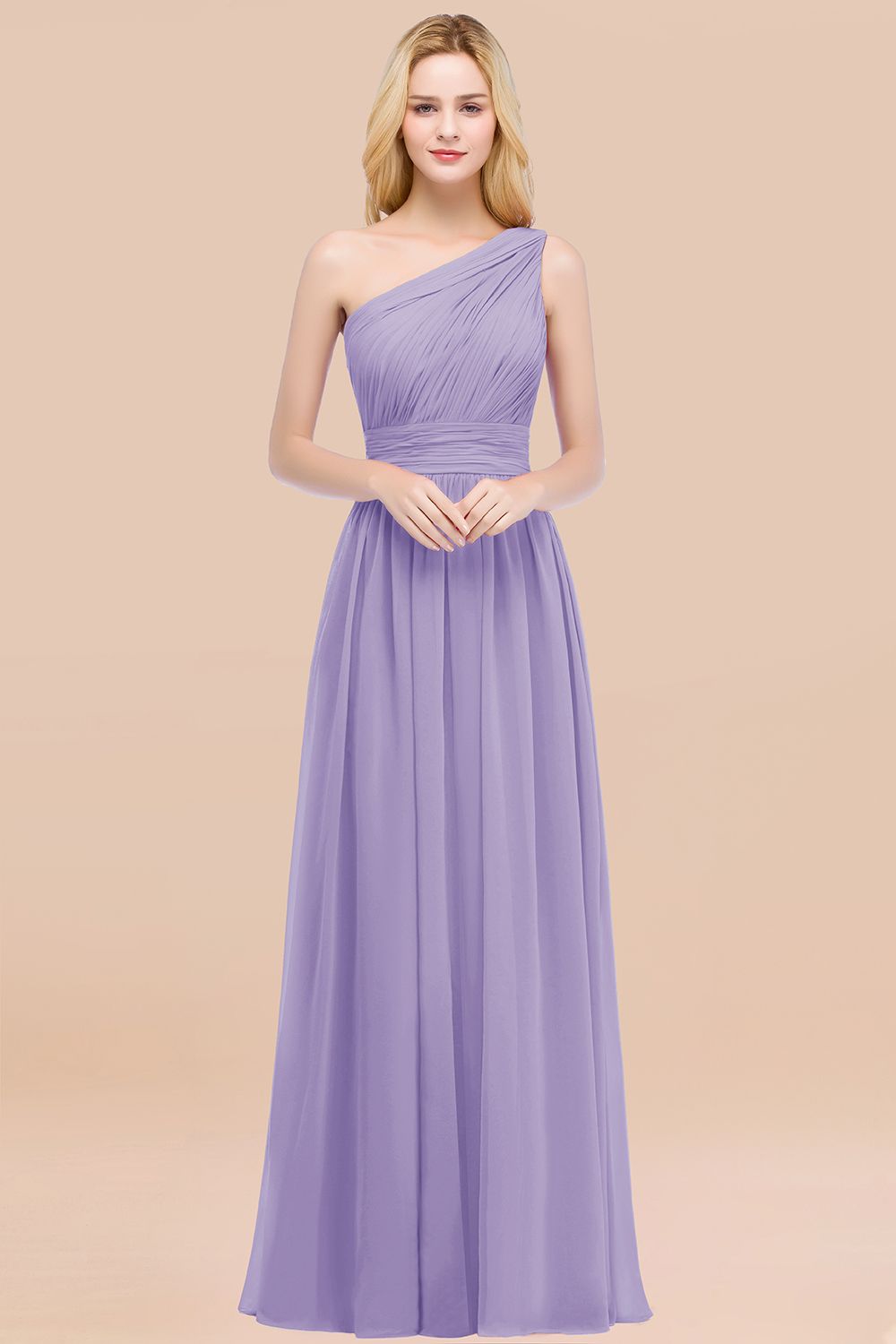 Chic One-shoulder Sleeveless Burgundy Chiffon Bridesmaid Dresses Online-Babyonlines