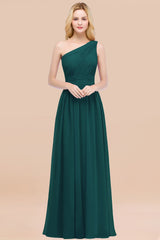 Chic One-shoulder Sleeveless Burgundy Chiffon Bridesmaid Dresses Online-Babyonlines