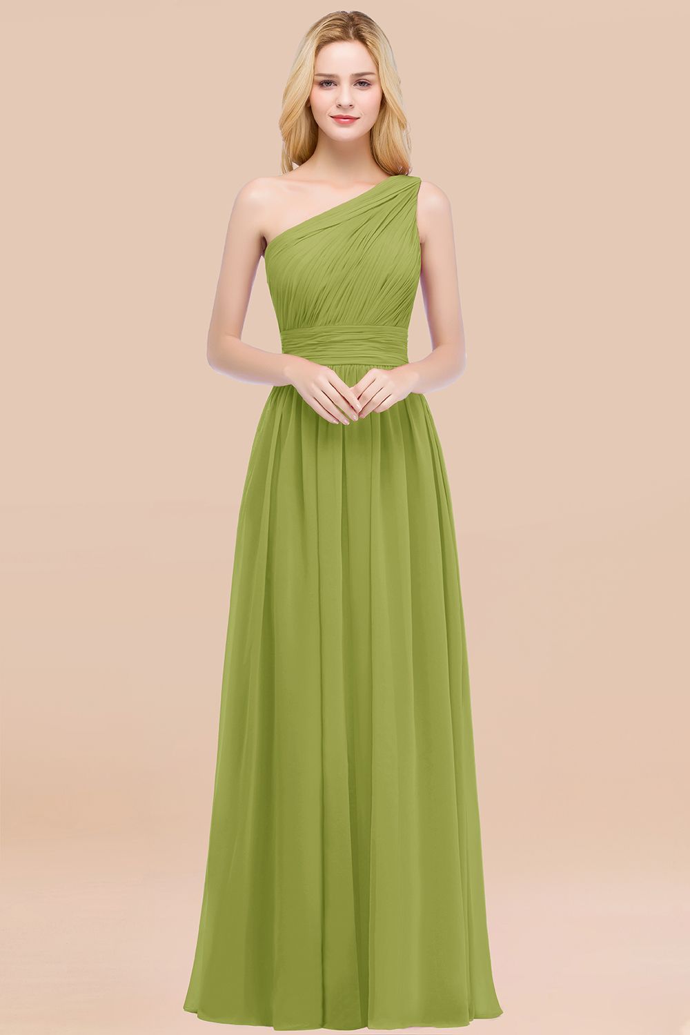 Chic One-shoulder Sleeveless Burgundy Chiffon Bridesmaid Dresses Online-Babyonlines