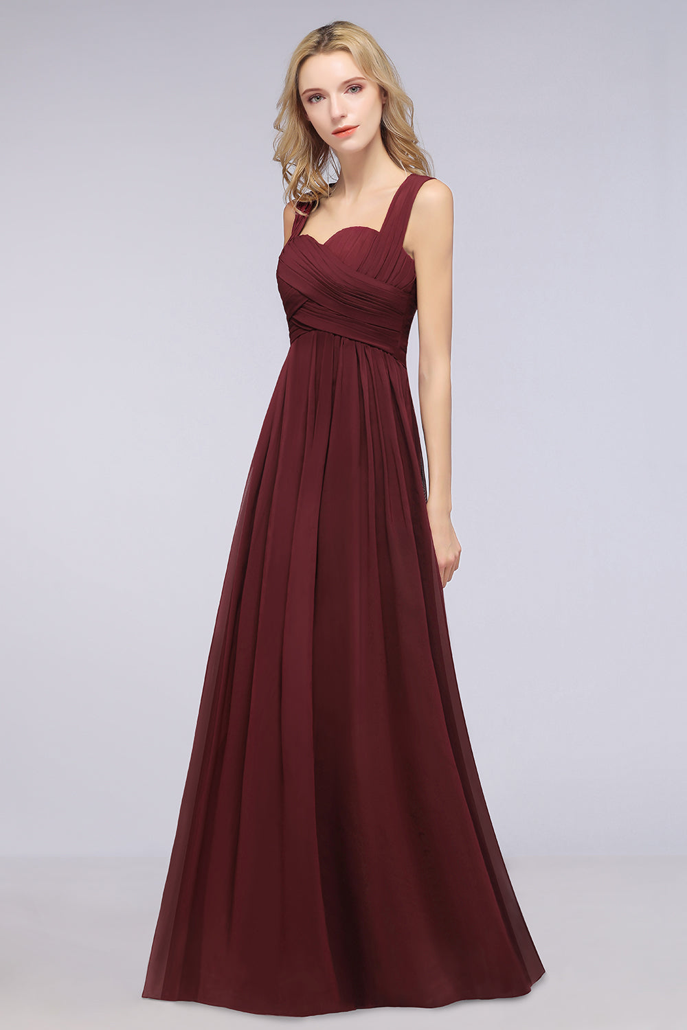 Chic Tiered Sweetheart Cap-Sleeves Bungurdy Bridesmaid Dresses-Babyonlines