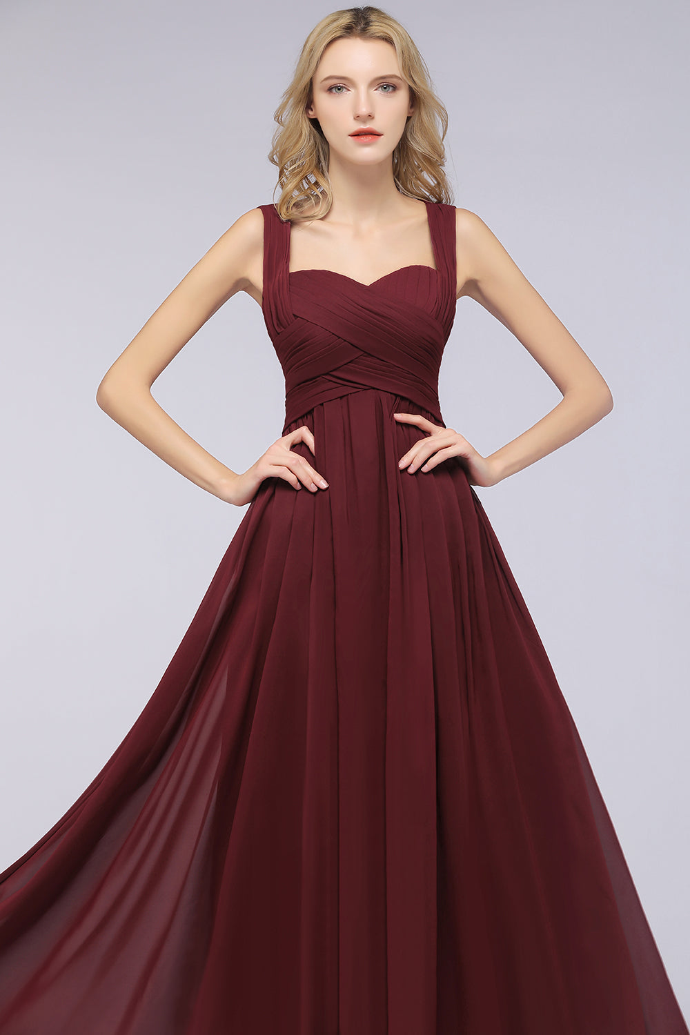 Chic Tiered Sweetheart Cap-Sleeves Bungurdy Bridesmaid Dresses-Babyonlines