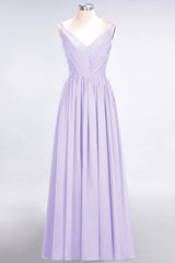 Chic V-Neck Straps Ruffle Burgundy Bridesmaid Dresses with Bow Sash-Babyonlines