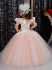 Classic Flower Girl Dresses - Ball Gown Scoop Neck Tulle Floor-length