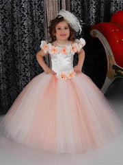 Classic Flower Girl Dresses - Ball Gown Scoop Neck Tulle Floor-length