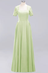 Dark Navy Open-Back Long Bridesmaid Dress With Short Sleeves-Babyonlines