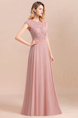 Elegant A-Line Sleeveless Dusty Rose Lace Bridesmaid Dress Online-Babyonlines