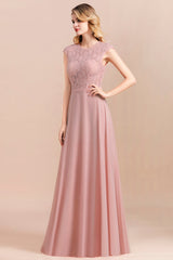 Elegant A-Line Sleeveless Dusty Rose Lace Bridesmaid Dress Online-Babyonlines