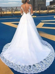 Elegant Ball Gown V-neck Tulle Court Train Wedding Dress With Beading