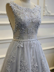Elegant Ball Gown With Appliques Lace & Illusion Tulle Sweep Train Wedding Dress