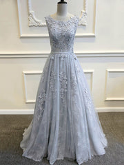 Elegant Ball Gown With Appliques Lace & Illusion Tulle Sweep Train Wedding Dress