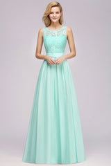 Elegant Chiffon Lace Scalloped Sleeveless Ruffle Bridesmaid Dresses-Babyonlines
