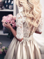 Elegant Court Train Ball Gown Illusion Satin Wedding Dress With Sashes/Ribbons