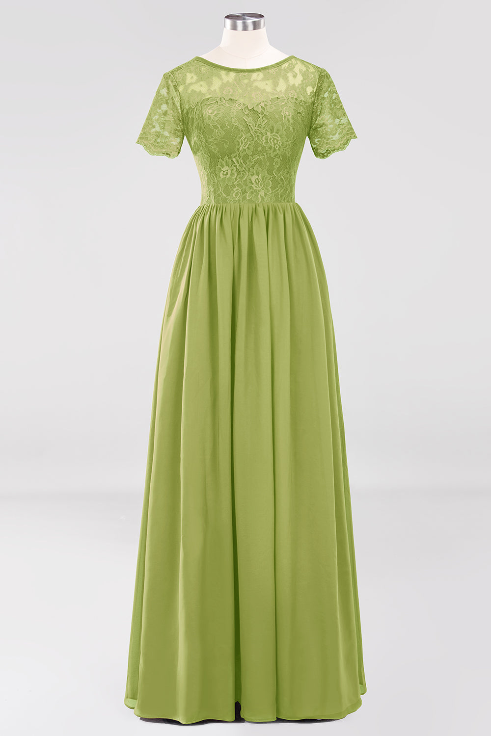 Elegant Dark Navy Long Lace Bridesmaid Dresses with Short-Sleeves-Babyonlines