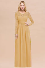 Elegant Lace Burgundy Bridesmaid Dresses Online with Long Sleeves-Babyonlines