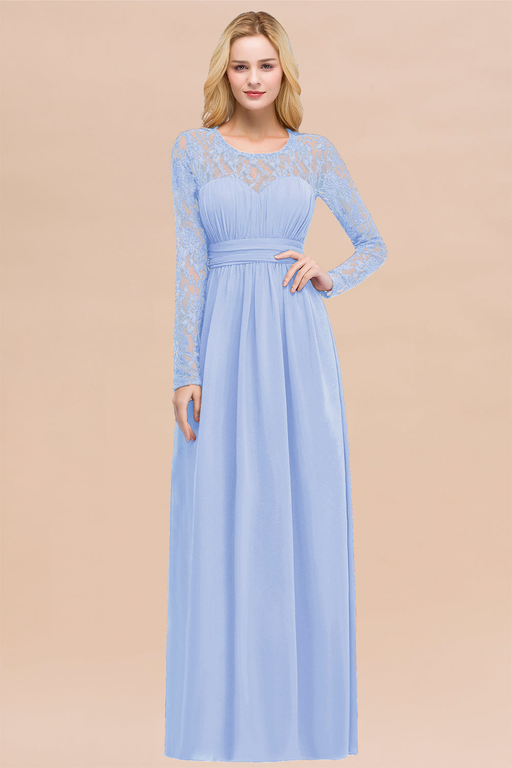 Elegant Lace Burgundy Bridesmaid Dresses Online with Long Sleeves-Babyonlines