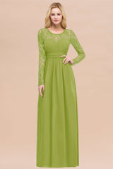 Elegant Lace Burgundy Bridesmaid Dresses Online with Long Sleeves-Babyonlines