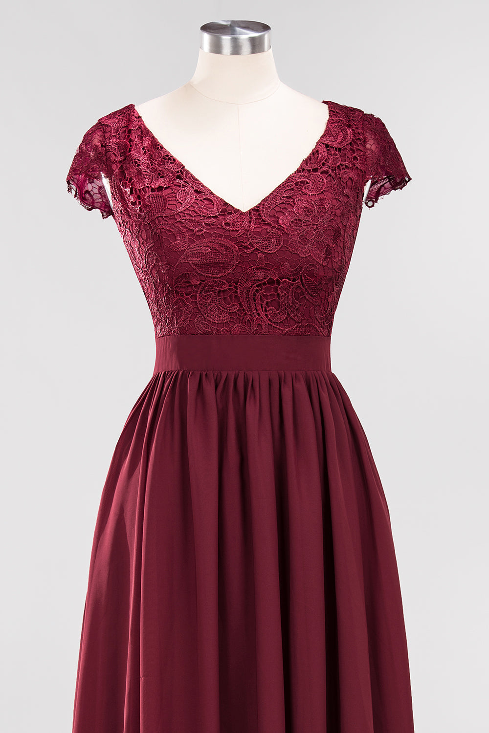Elegant Lace Open-Back Long Burgundy Bridesmaid Dresses Online-Babyonlines