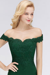 Elegant Mermaid Off-the-Shoulder Burgundy Bridesmaid Dresses with Lace-Babyonlines