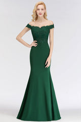 Elegant Mermaid Off-the-Shoulder Burgundy Bridesmaid Dresses with Lace-Babyonlines