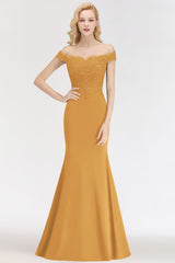 Elegant Mermaid Off-the-Shoulder Burgundy Bridesmaid Dresses with Lace-Babyonlines