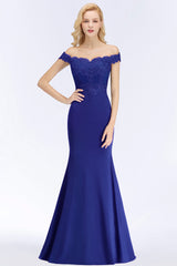 Elegant Mermaid Off-the-Shoulder Burgundy Bridesmaid Dresses with Lace-Babyonlines