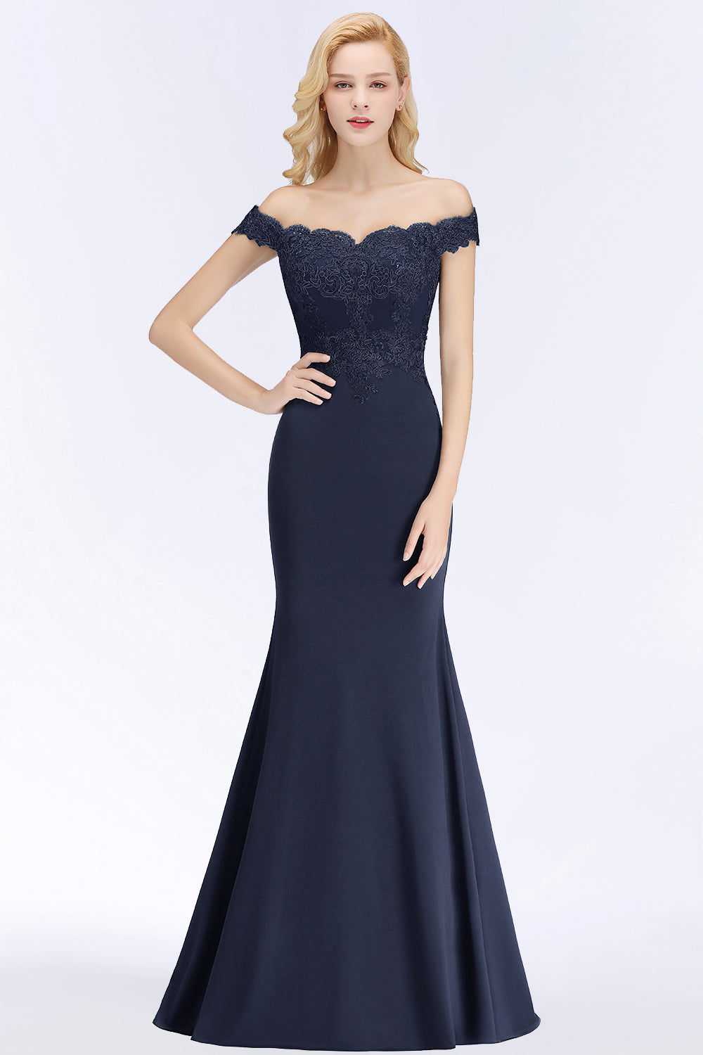 Elegant Mermaid Off-the-Shoulder Burgundy Bridesmaid Dresses with Lace-Babyonlines