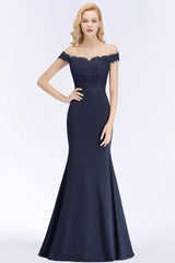 Elegant Mermaid Off-the-Shoulder Burgundy Bridesmaid Dresses with Lace-Babyonlines