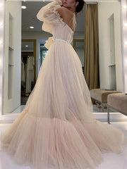 Elegant Off-the-shoulder Tulle Ball Gown Prom Dress