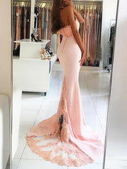 Elegant Trumpet/Mermaid High Neck Prom Dress with Beading and Sweep Train