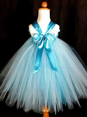 Empire Halter Tulle Flower Girl Dresses with Sashes & Ribbons
