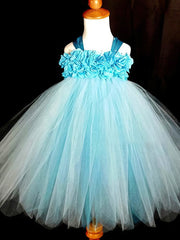 Empire Halter Tulle Flower Girl Dresses with Sashes & Ribbons