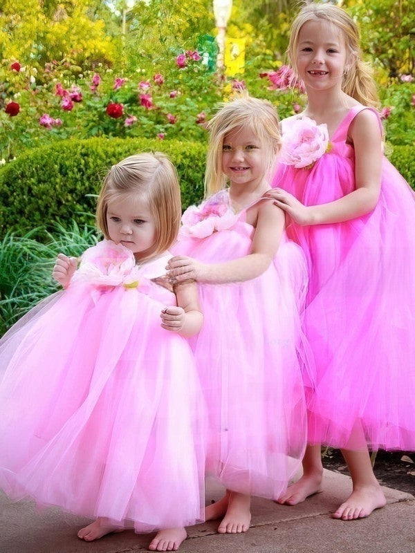 Empire Square Neckline Tulle Sashes / Ribbons Flower Girl Dresses for Fashion