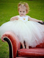 Empire Square Neckline Tulle Sashes / Ribbons Flower Girl Dresses for Fashion
