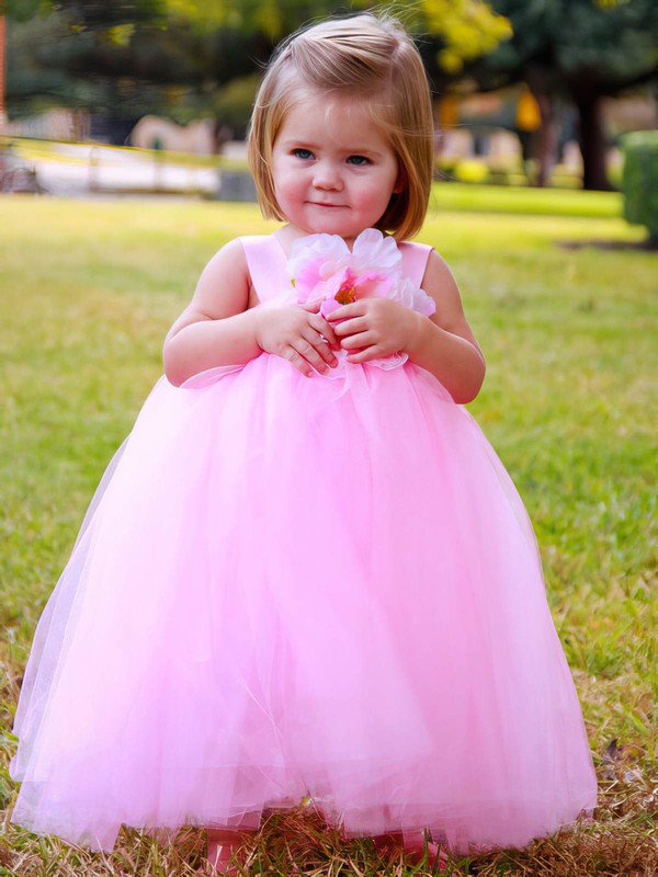 Empire Square Neckline Tulle Sashes / Ribbons Flower Girl Dresses for Fashion