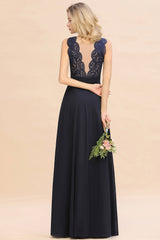 Exquisite Scoop Chiffon Lace Bridesmaid Dresses with V-Back-Babyonlines