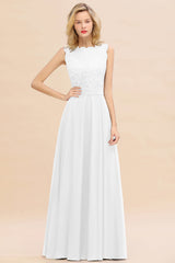 Exquisite Scoop Chiffon Lace Bridesmaid Dresses with V-Back-Babyonlines