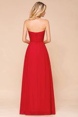 Exuqisite Sweetheart Ruffle Red Bridesmaid Dresses with Appliques-Babyonlines