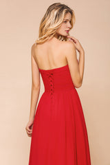 Exuqisite Sweetheart Ruffle Red Bridesmaid Dresses with Appliques-Babyonlines