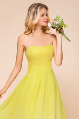 Fashionable Sweetheart Ruffle Yellow Ombre Bridesmaid Dress-Babyonlines