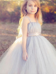 Flower Girl Dresses with Square Neckline & Tulle Sashes - Trendy & Stylish