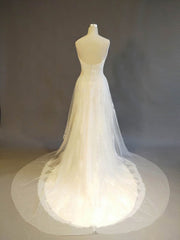 Glamorous Sweetheart Tulle Court Train Wedding Dress with Beading