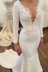 Glamorous Trumpet/Mermaid Illusion Stretch Crepe Wedding Dress with Beading and Sweep Train