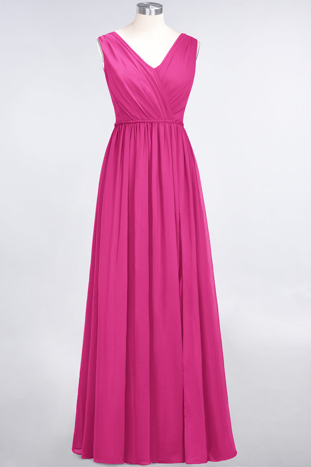 Glamorous TulleV-Neck Ruffle Burgundy Bridesmaid Dress Online-Babyonlines