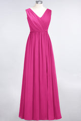 Glamorous TulleV-Neck Ruffle Burgundy Bridesmaid Dress Online-Babyonlines