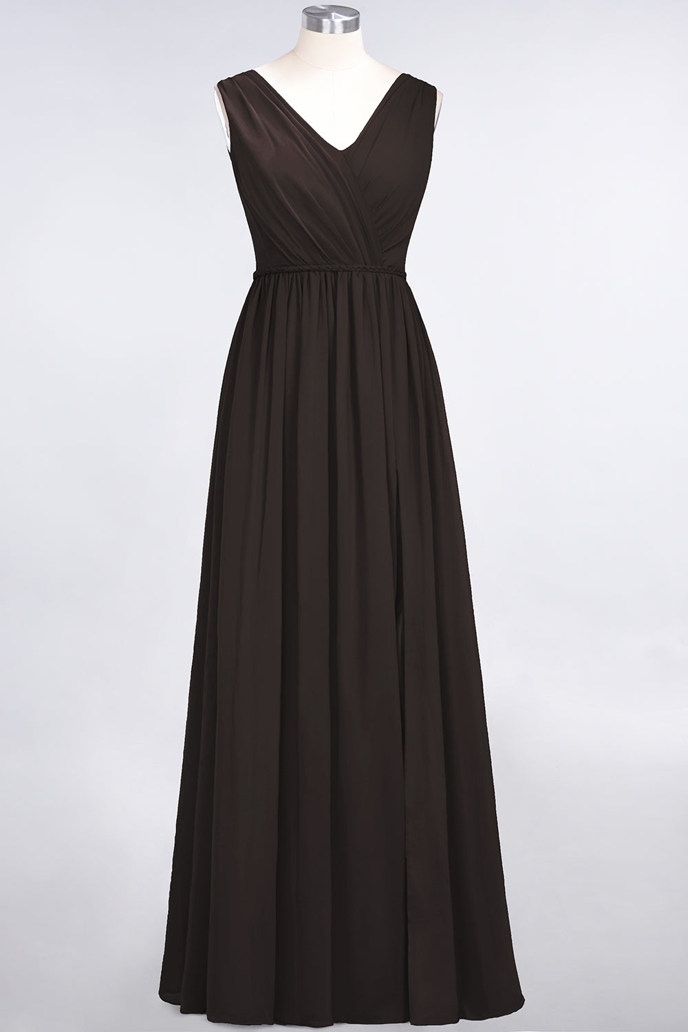 Glamorous TulleV-Neck Ruffle Burgundy Bridesmaid Dress Online-Babyonlines