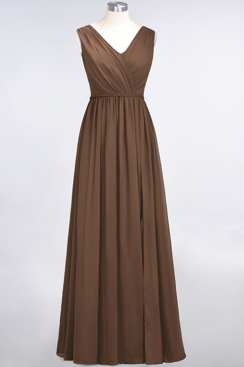 Glamorous TulleV-Neck Ruffle Burgundy Bridesmaid Dress Online-Babyonlines